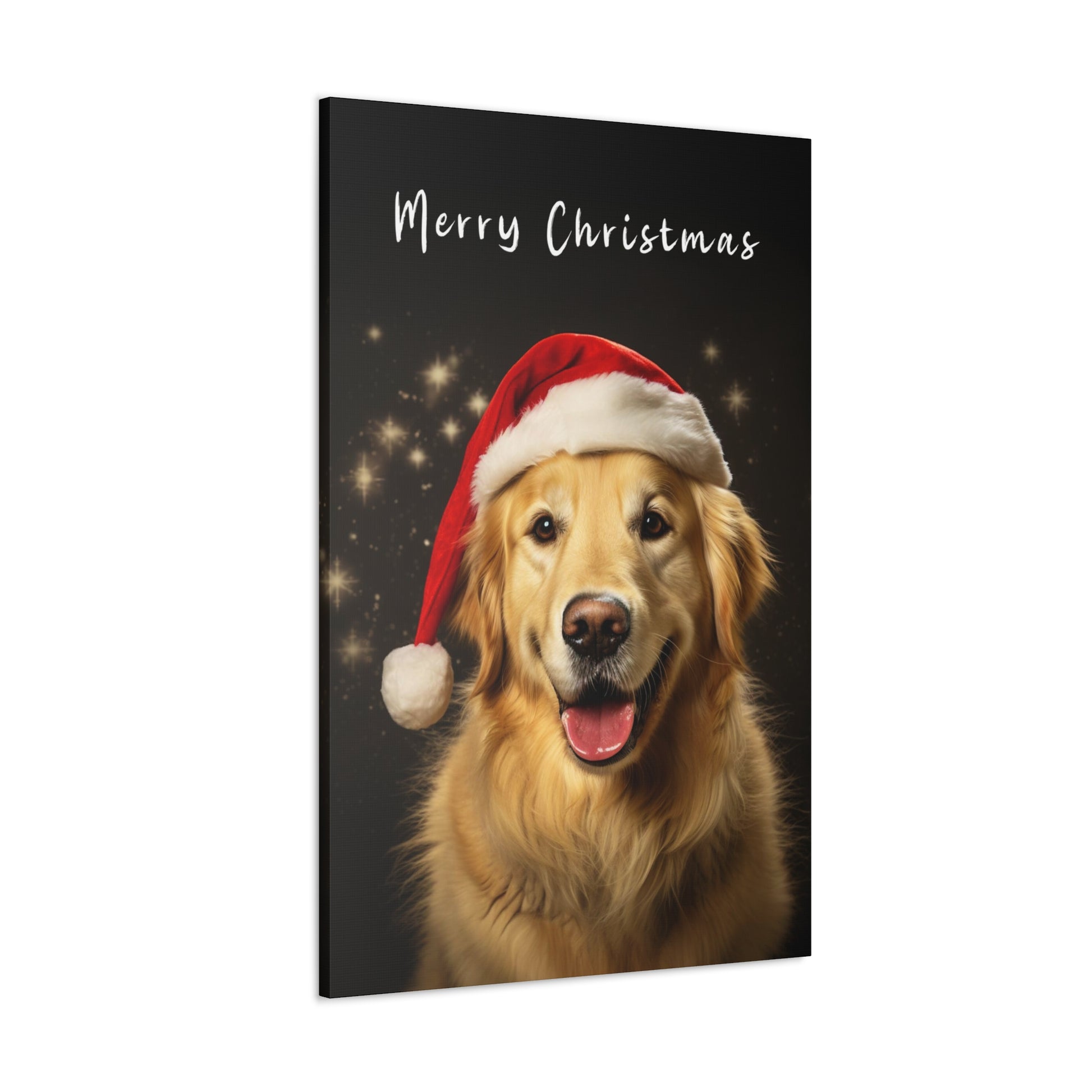 Golden Retrievers wearing Santa hat canvas print