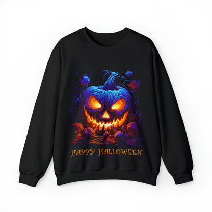 Blacklight-Style Pumpkin Jack-o-Lantern Halloween Sweatshirt Men's Women's Black Grey White Halloween Pumking Sweatshirts