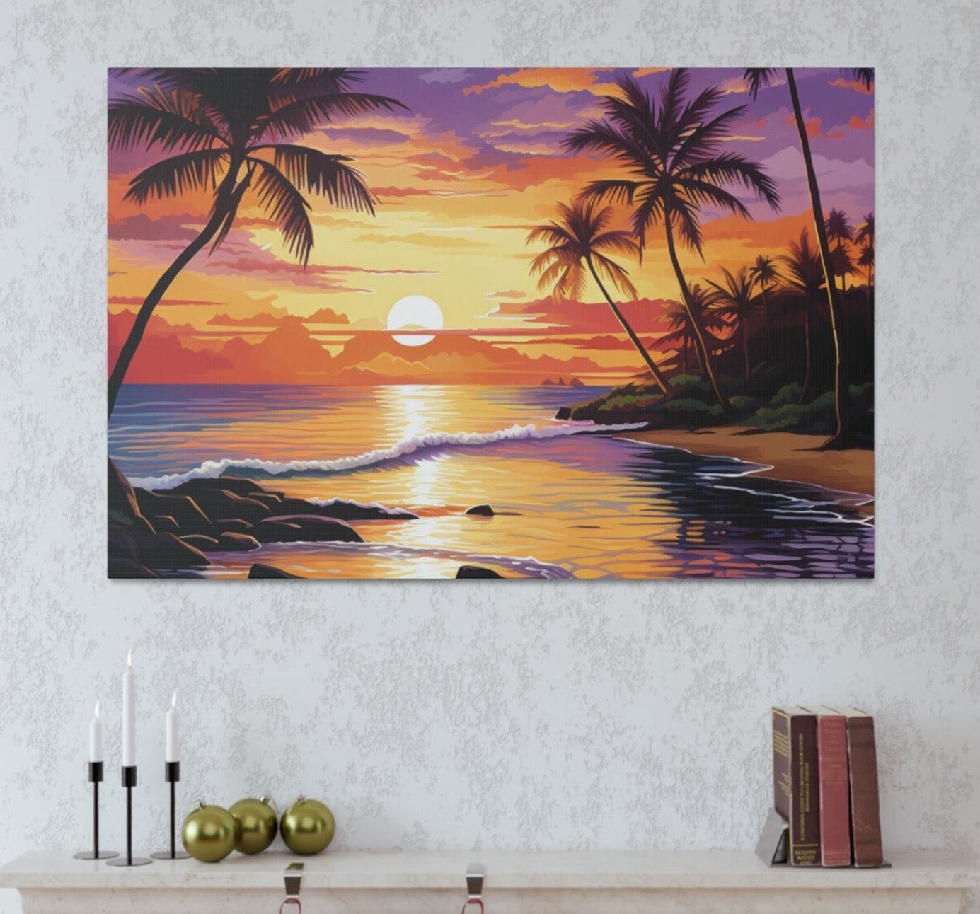 tropical ocean sunset wall decor gifts, tropical sunset canvas art