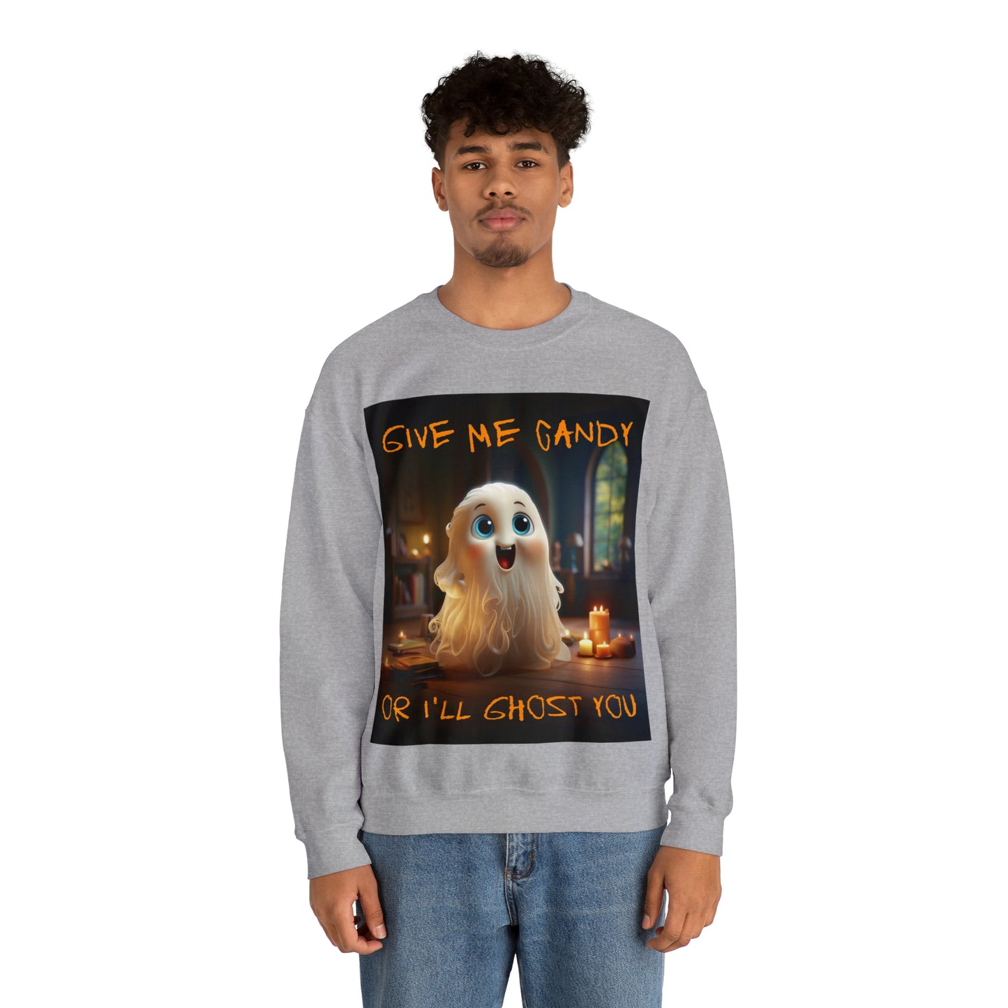 Give Me Candy Or I'll Ghost You Halloween Ghost Sweatshirt Men's Women's Black Grey White Small Medium Large XL XXL XXL Halloween Sweatshirt
