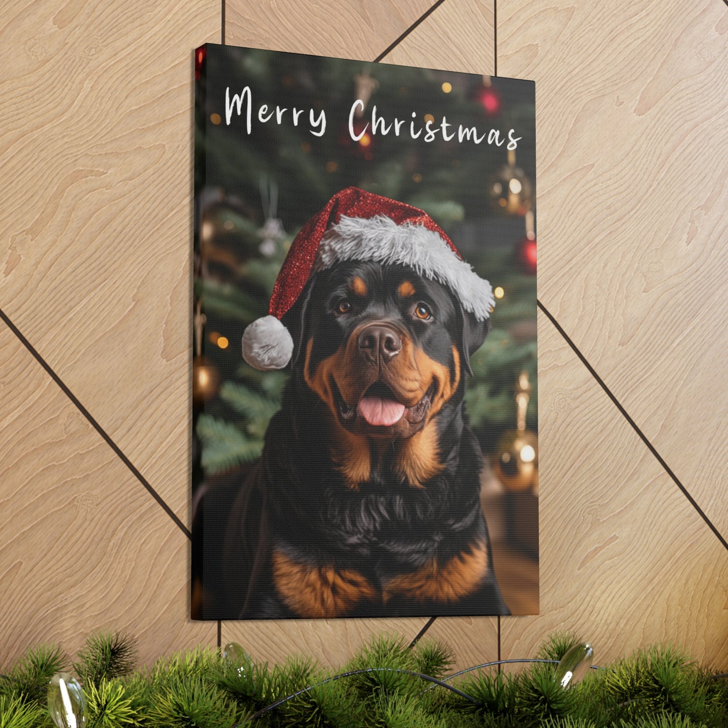 Christmas Rottweilers with Santa hat decor ideas