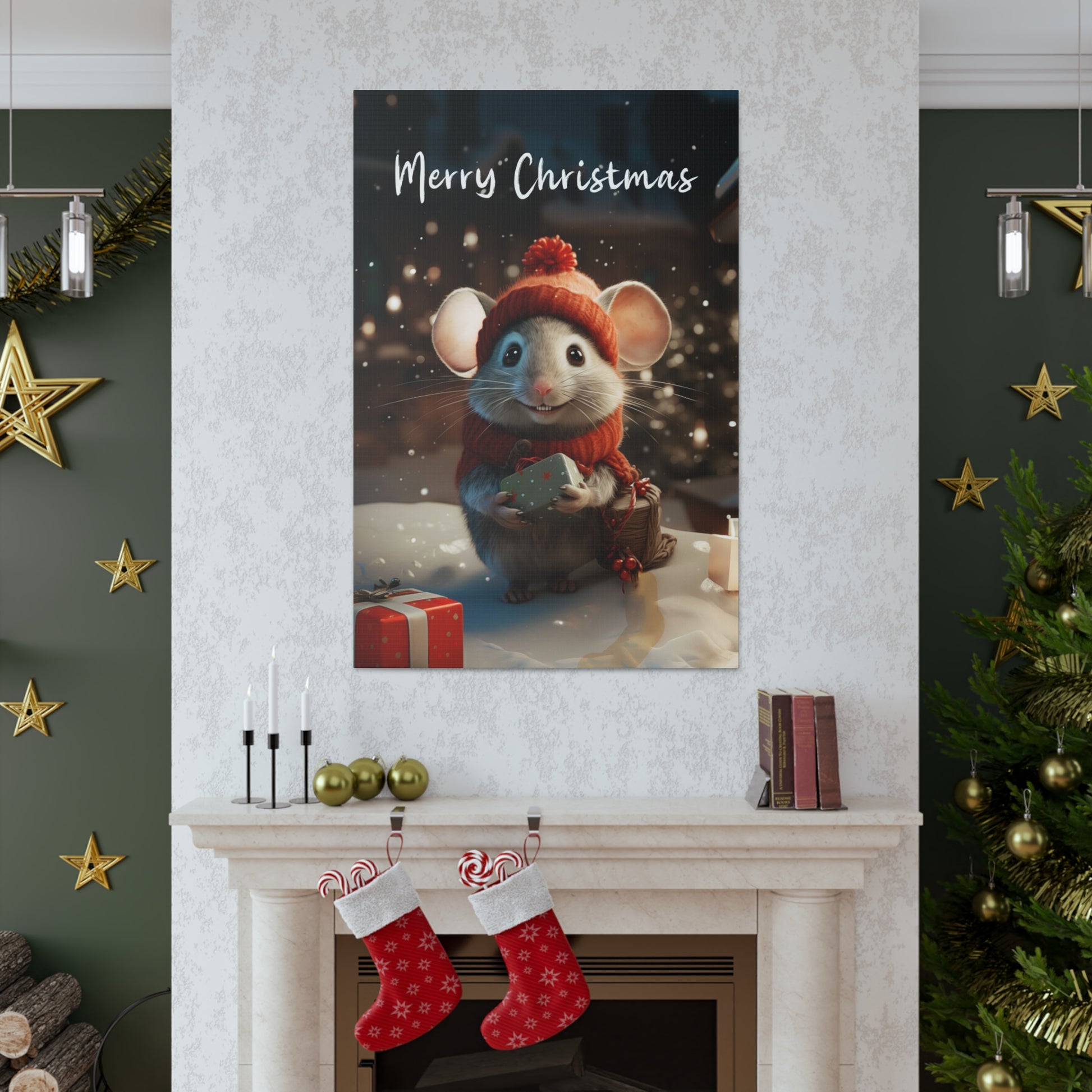 Christmas mouse wall poster