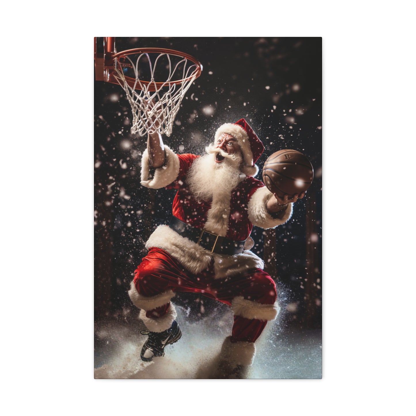 santa dunking basketball stretched canvas print gallery wrap christmas decorations