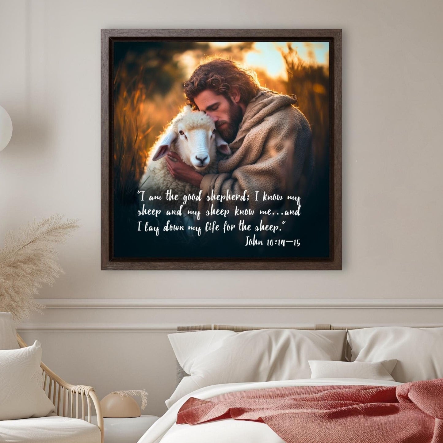 John 10:14-15 aesthetic christian wall decor art painting