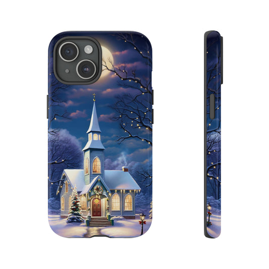 Country Church Christmas Phone Case iPhone Samsung Galaxy Google Pixel Christmas Cell Phone Cases