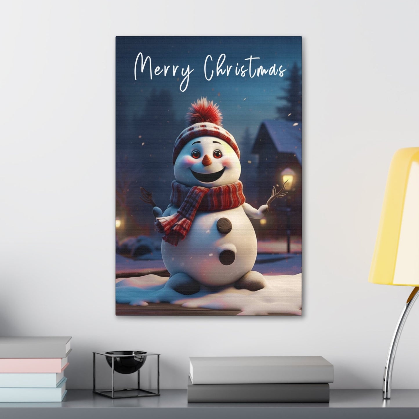 snowman Christmas stretched canvas print