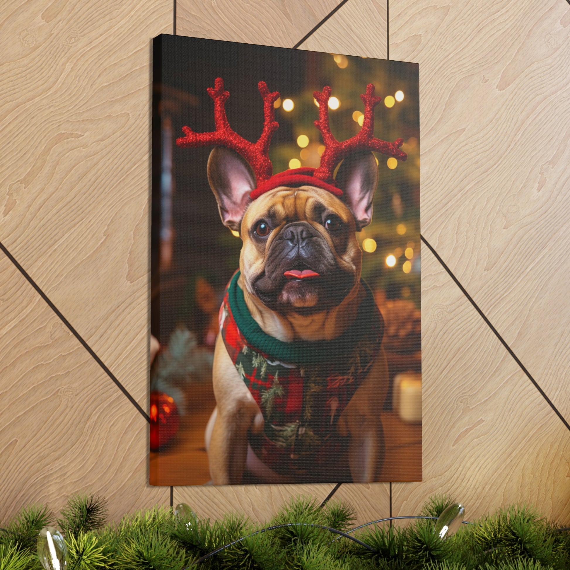Christmas Bulldogs canvas prints