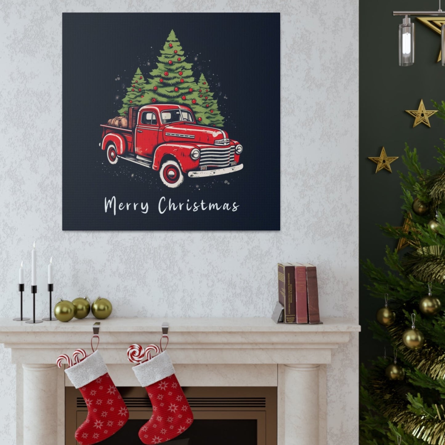 Christmas truck canvas prints