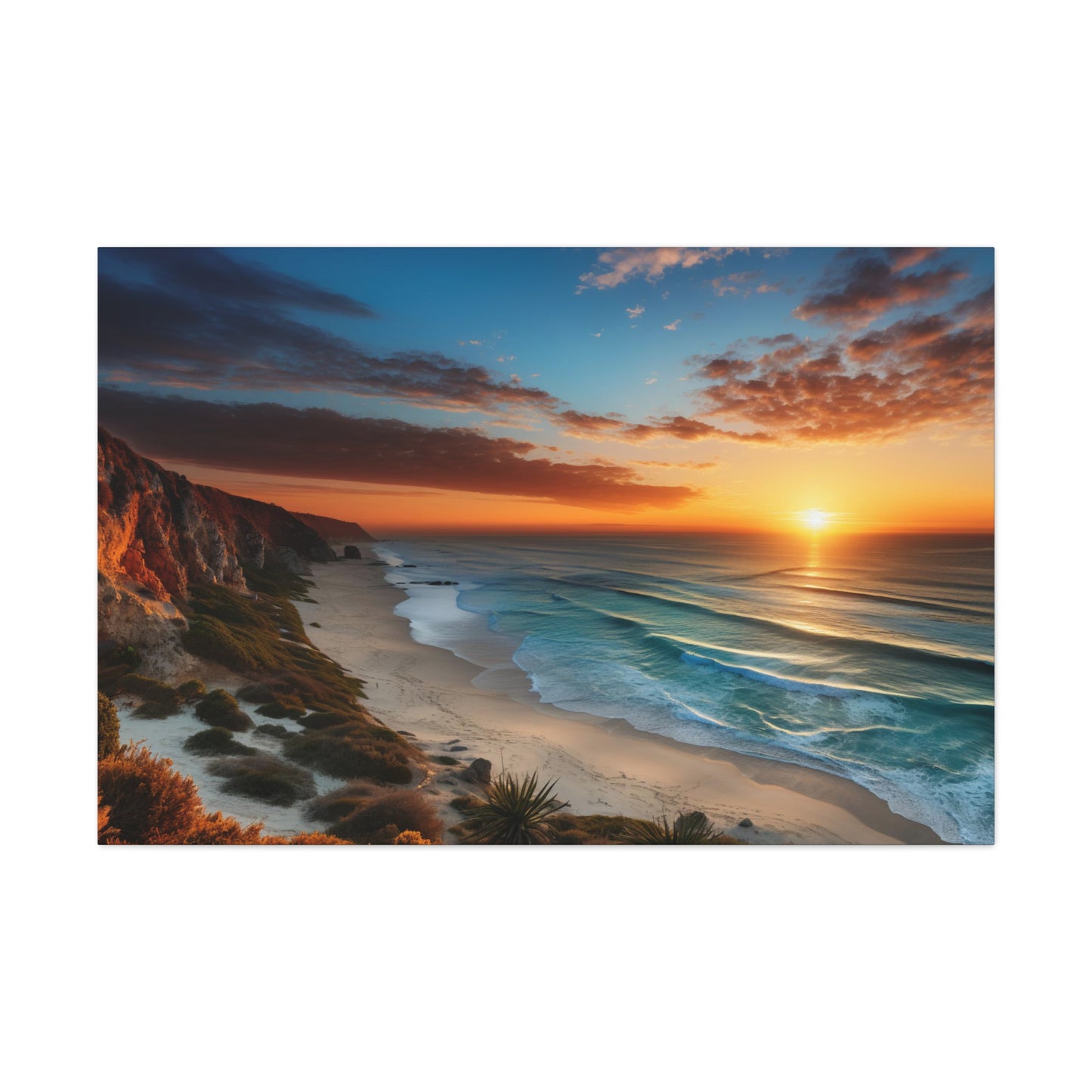beautiful ocean sunset art, vivid tropical sunset decor