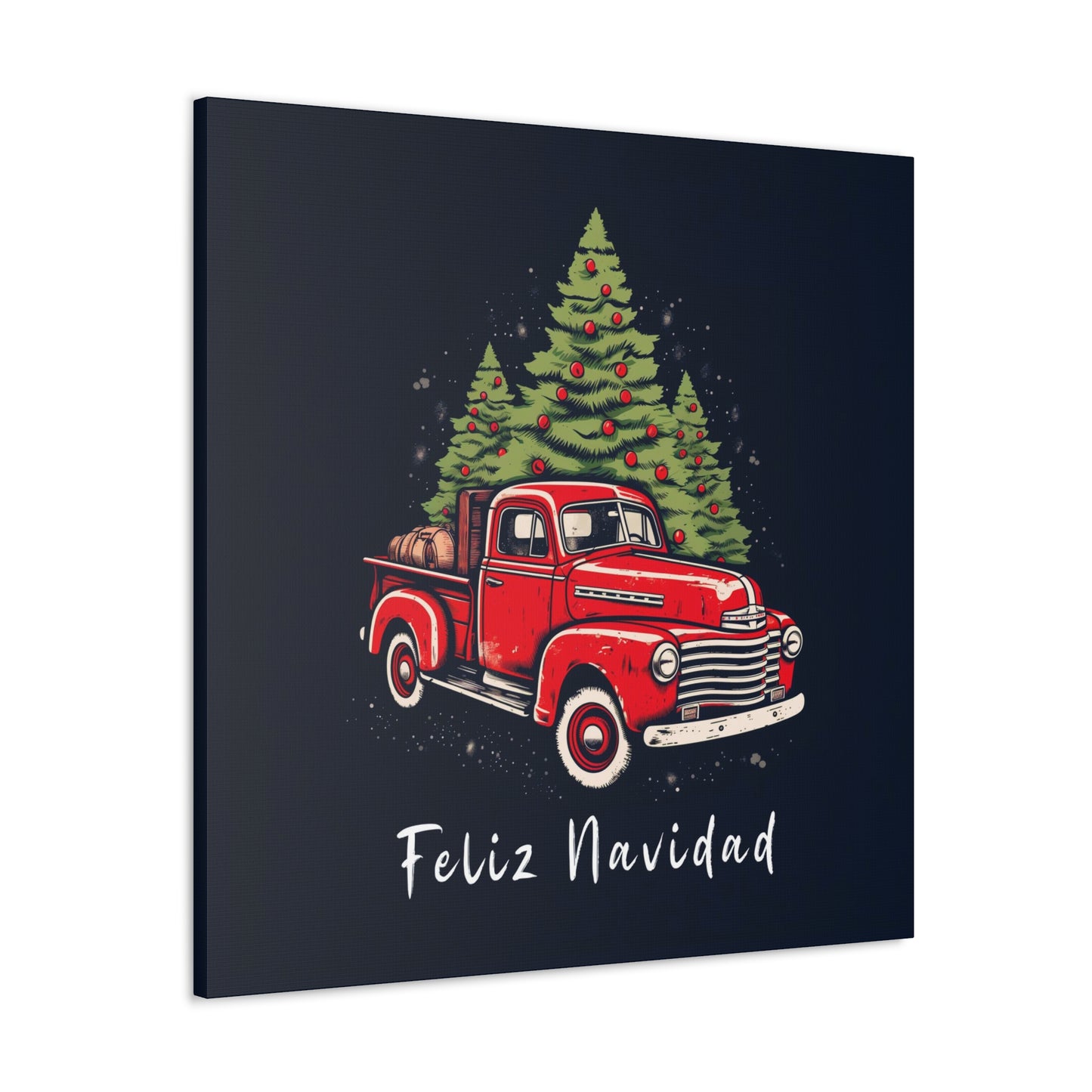 red christmas pickup truck Feliz Navidad wall decor art