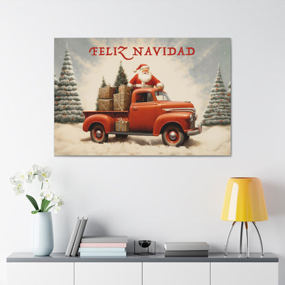 truck christmas red wall santa claus decor art