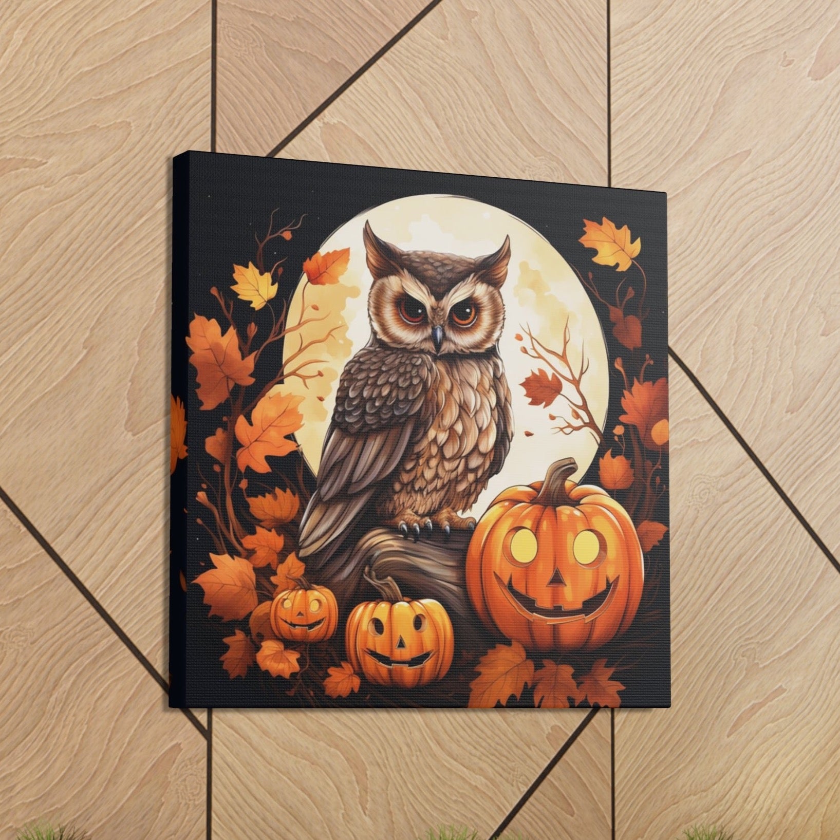 Halloween owl fall canvas print