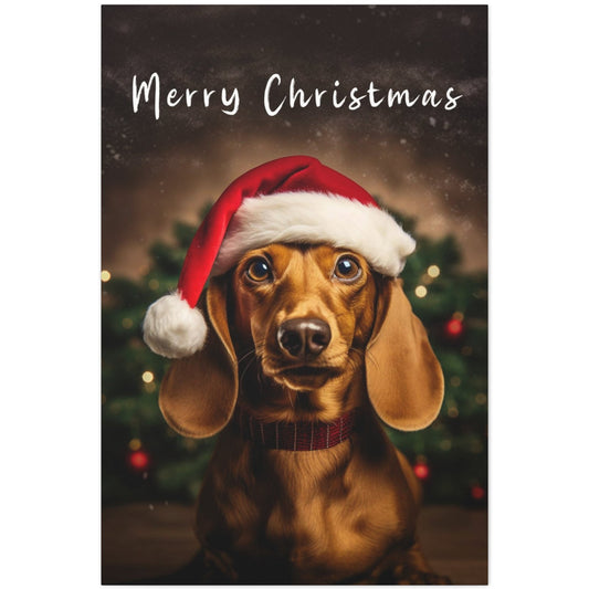 Christmas Dachshund wearing reindeer antlers wall decor