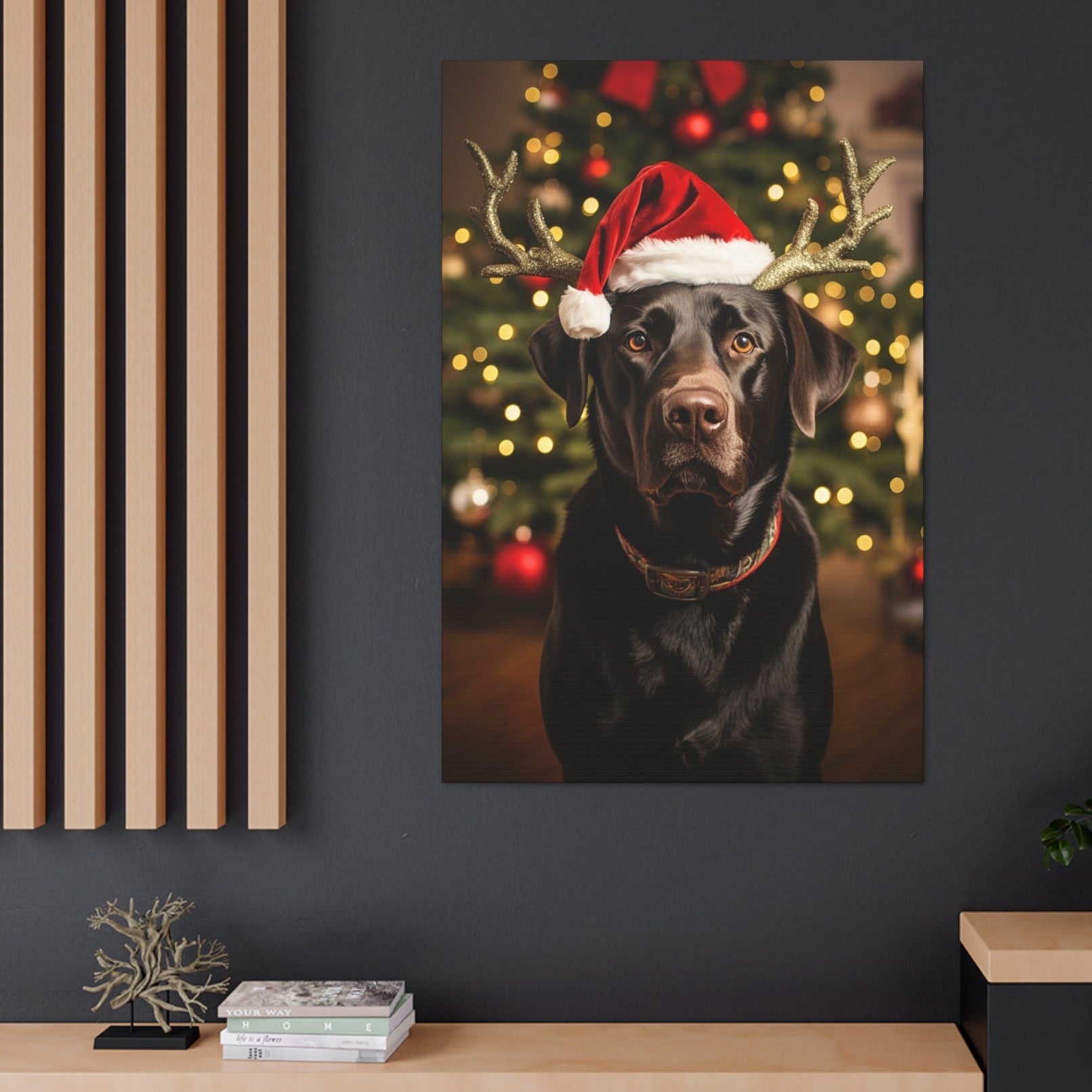 Christmas Chocolate Lab canvas prints