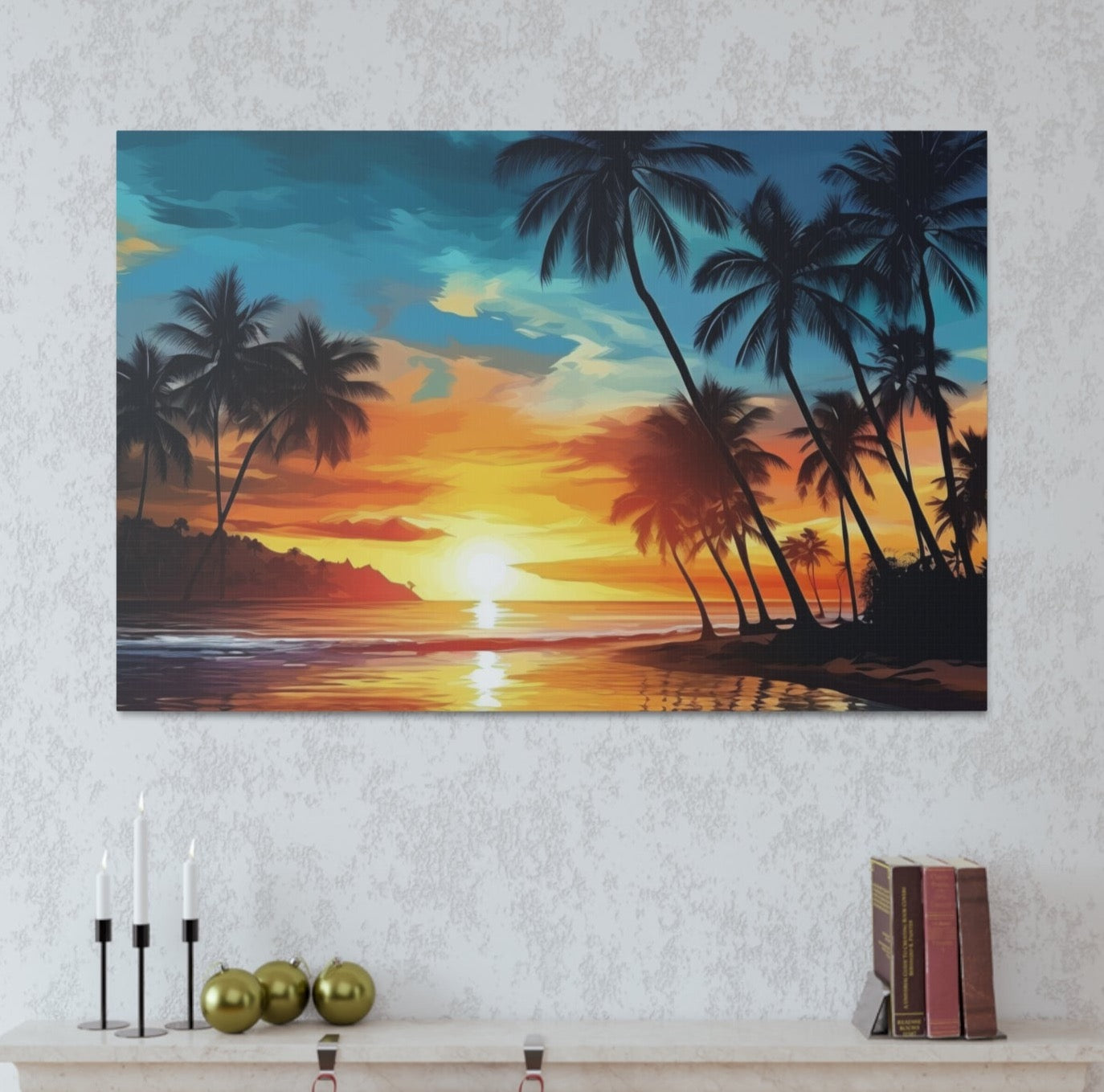tropical beach sunset wall decor