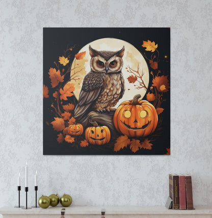 Halloween fall owl scene art
