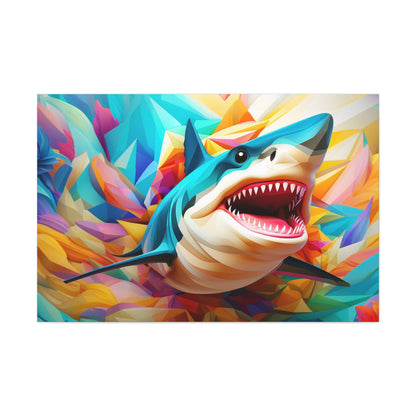 modern art shark canvas print