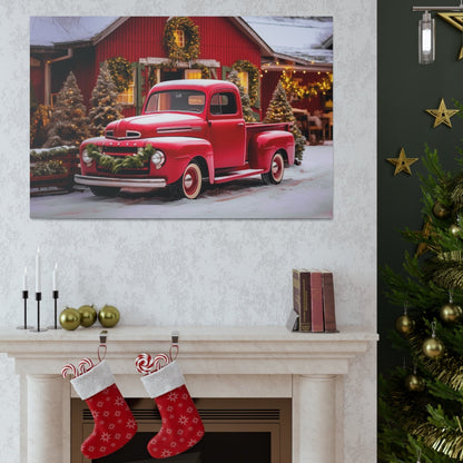 truck christmas red wall decor art