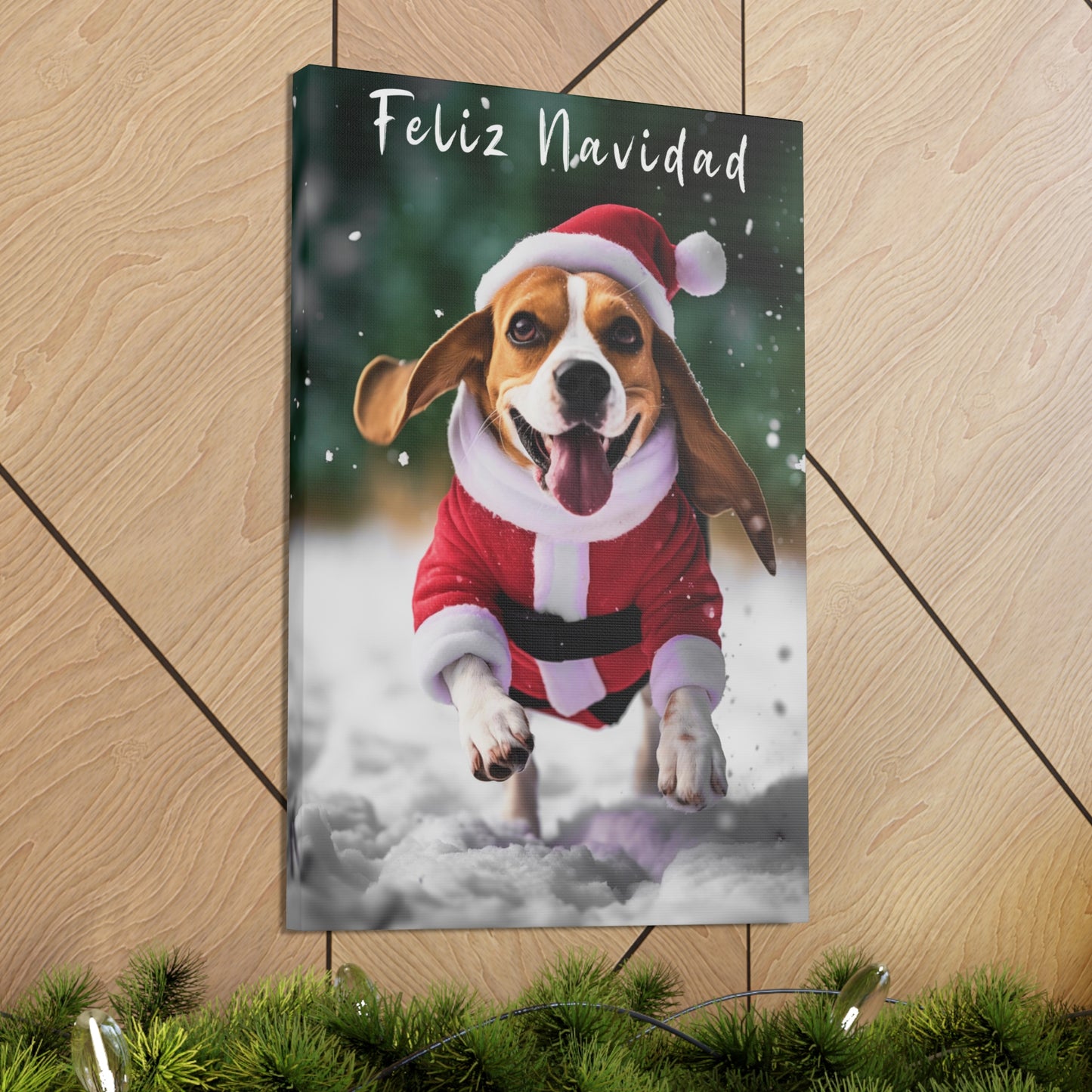 Christmas Beagles with Santa hat decor ideas