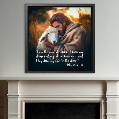 christian John 10:14-15 canvas print gallery wrap picture bible verse decoration