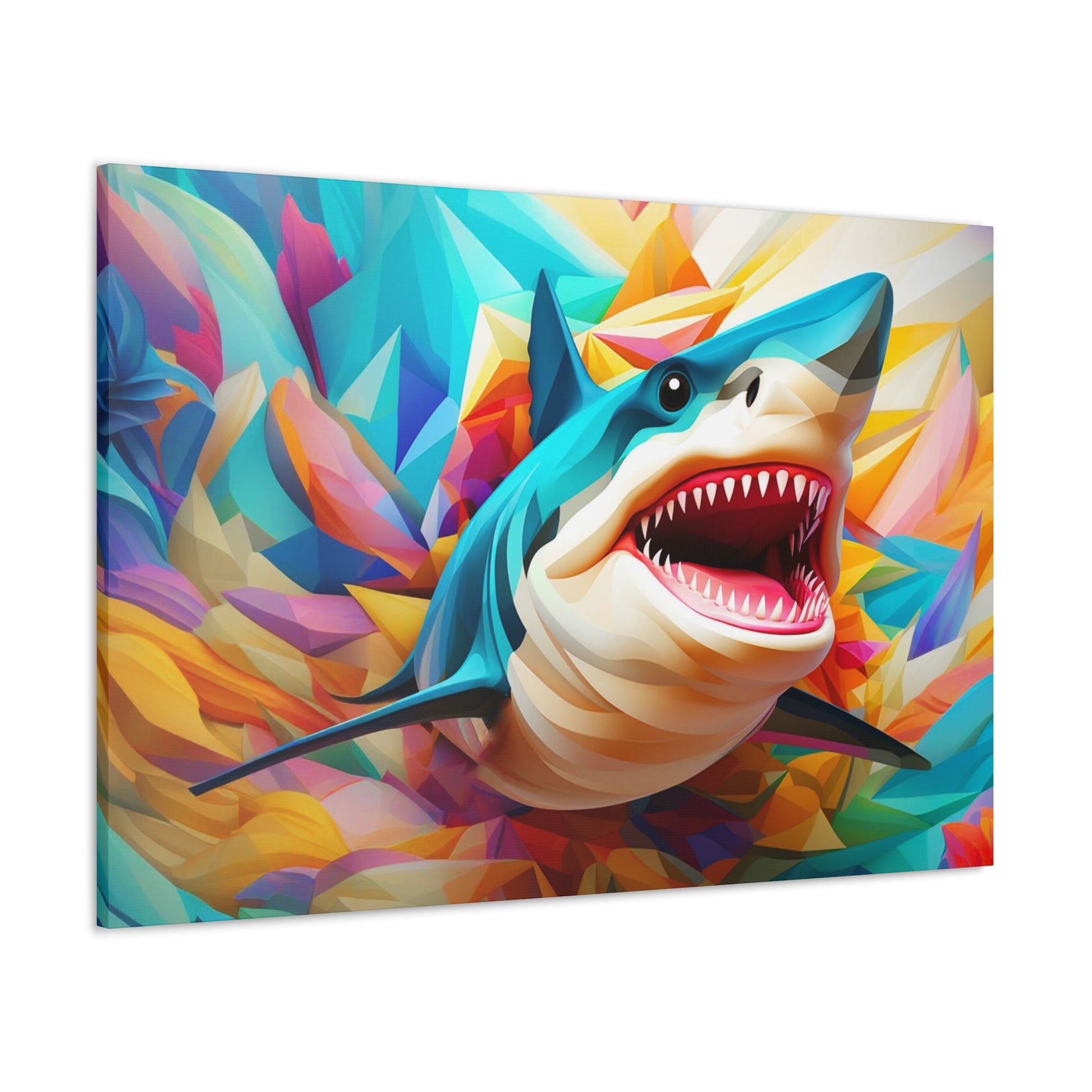 colorful sharks wall decor