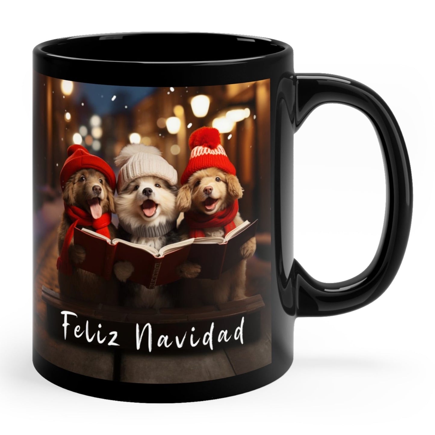 Dog Carolers Feliz Navidad Ceramic Coffee Mug Christmas Coffee Mugs Singing Dogs