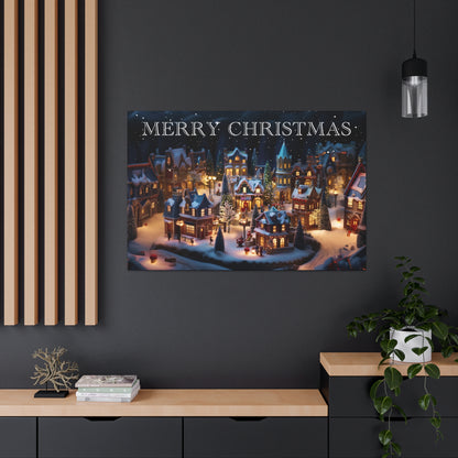 cute christmas village canvas prints