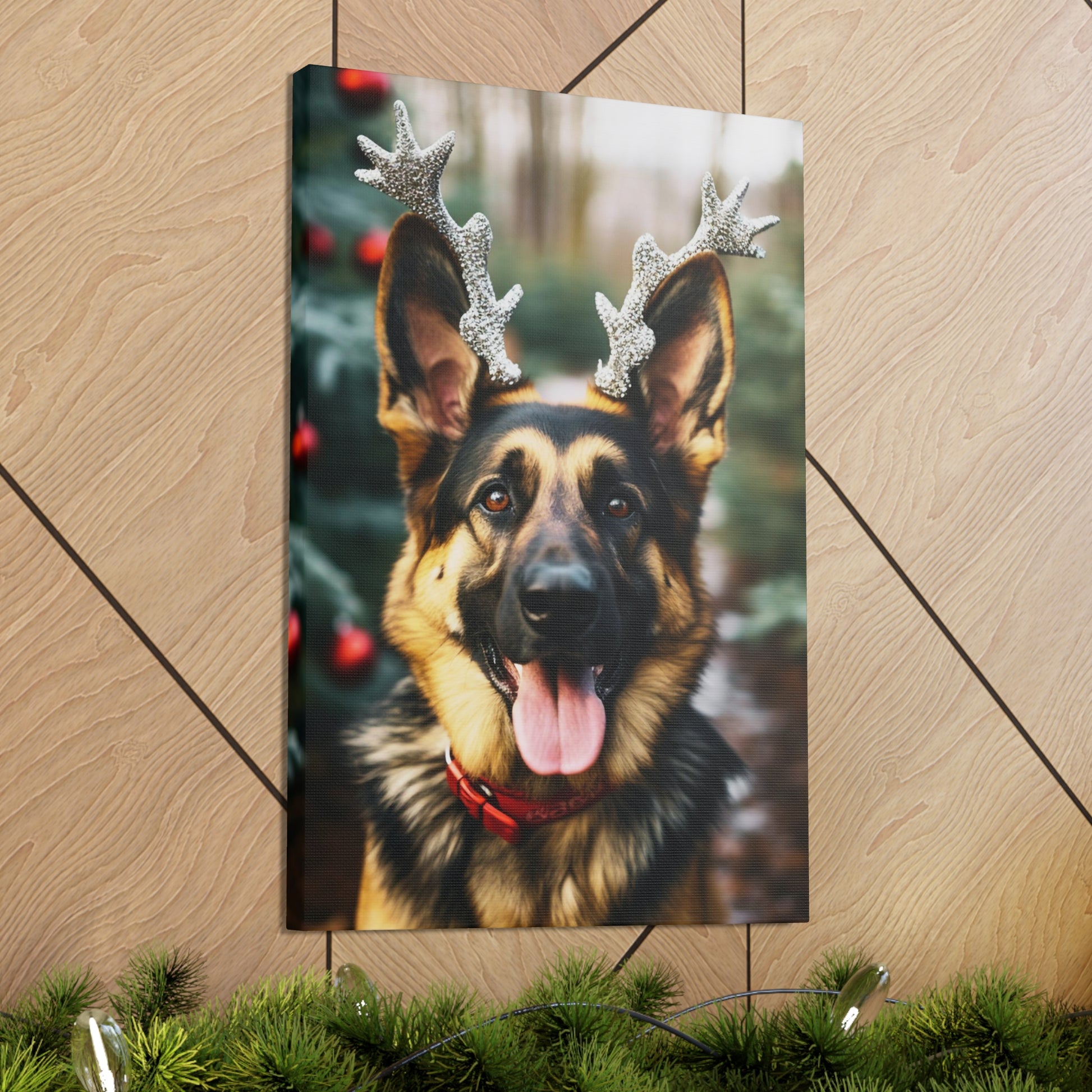 Christmas German Shepherd canvas prints