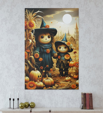 cute scarecrows canvas print