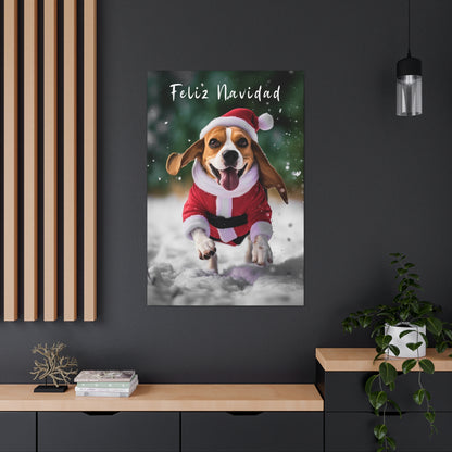 Christmas Beagles Feliz Navidad canvas prints