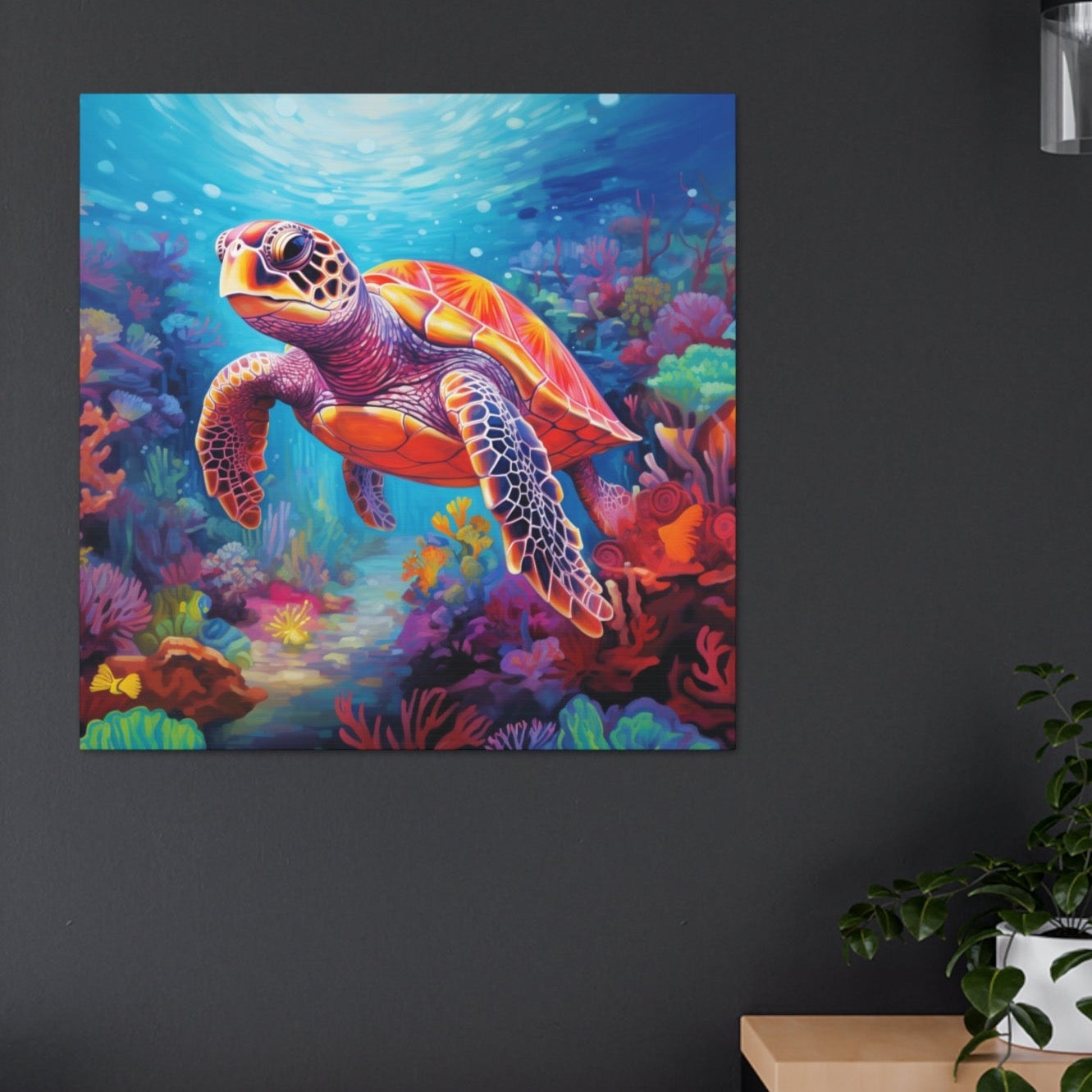 sea turtle stretched canvas print
