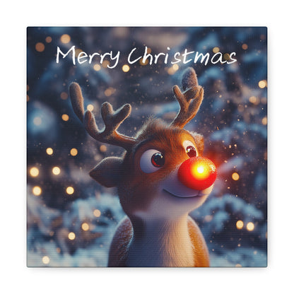 Rudolph the red nosed Reindeer canvas print wall decor, reindeer painting wall decor