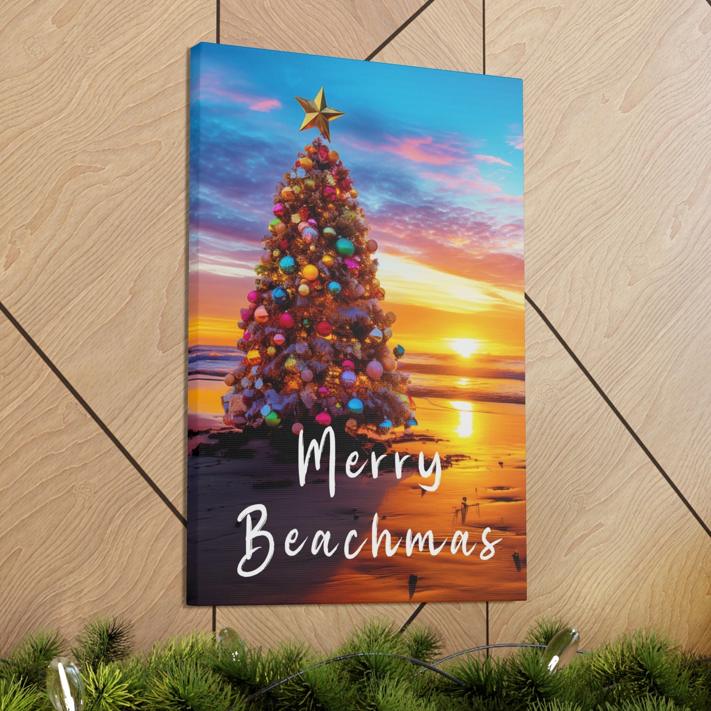 tropical Christmas tree canvas prints