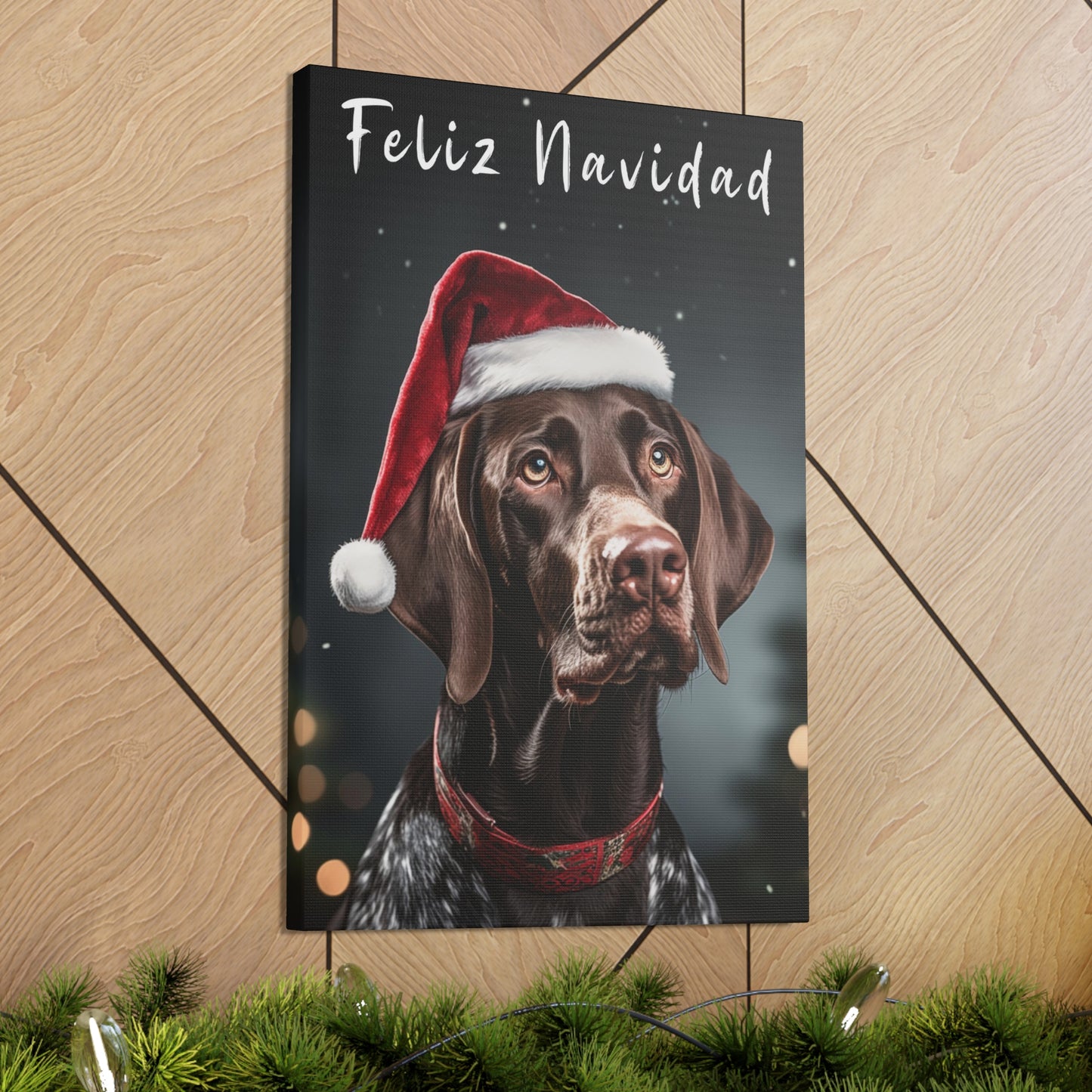 Christmas German Shorthaired Pointers with Santa hat decor ideas