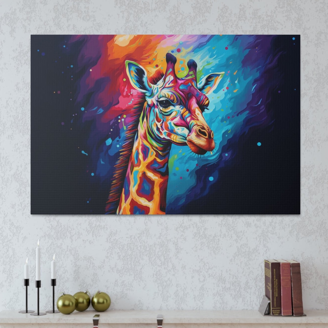 aesthetic giraffes stretched canvas print