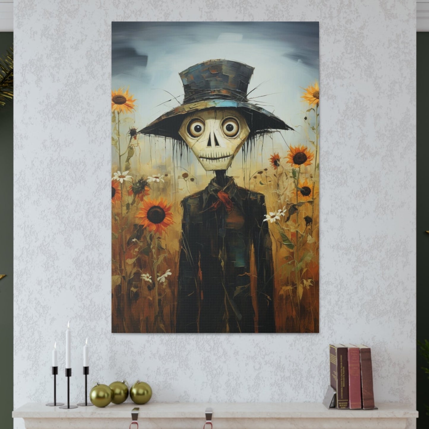 Picasso style halloween poster art scarecrows