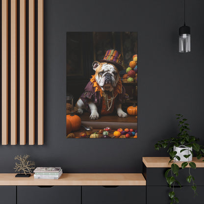 Bulldog halloween scene wall art