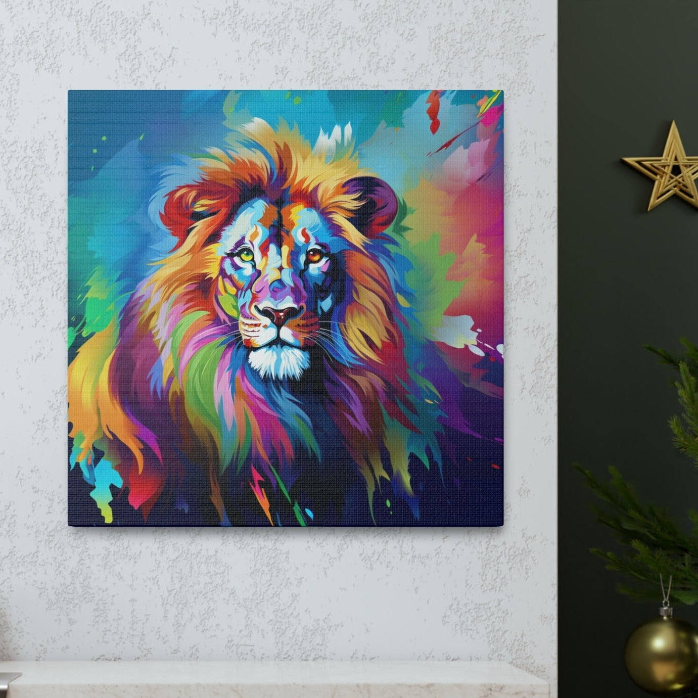 wall art of lion paintings