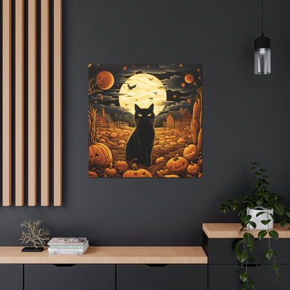 Halloween pumpkins black cats poster art