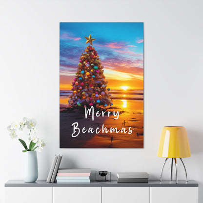 beach Christmas tree canvas print