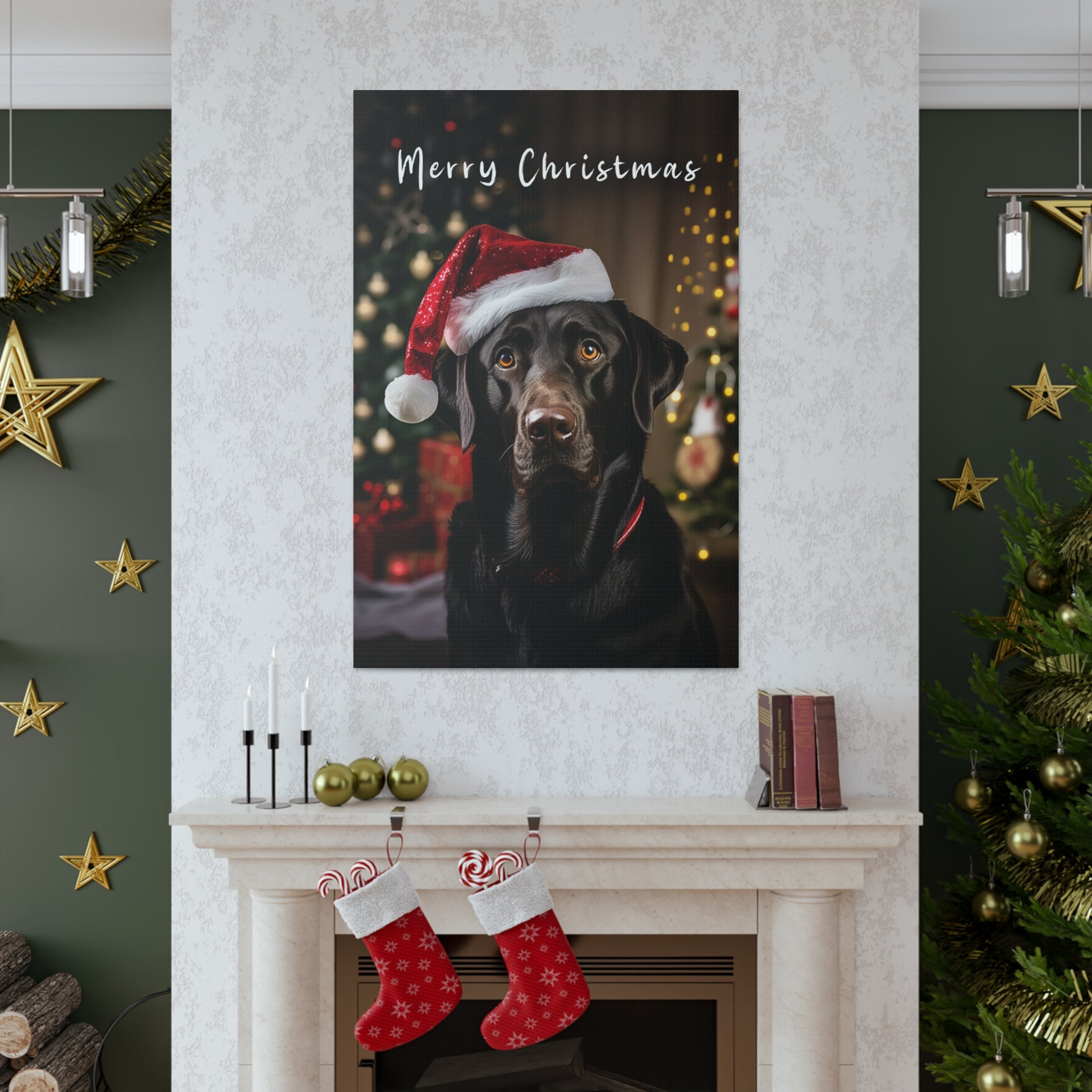 Christmas Black Lab canvas prints