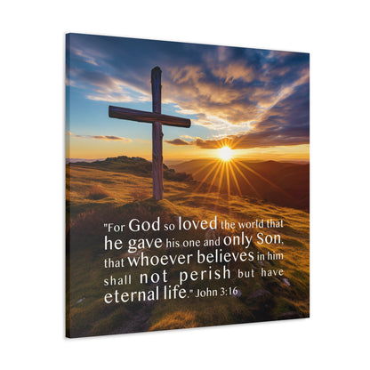 christian art canvas god so loved the world, cross wall decor gifts for christians