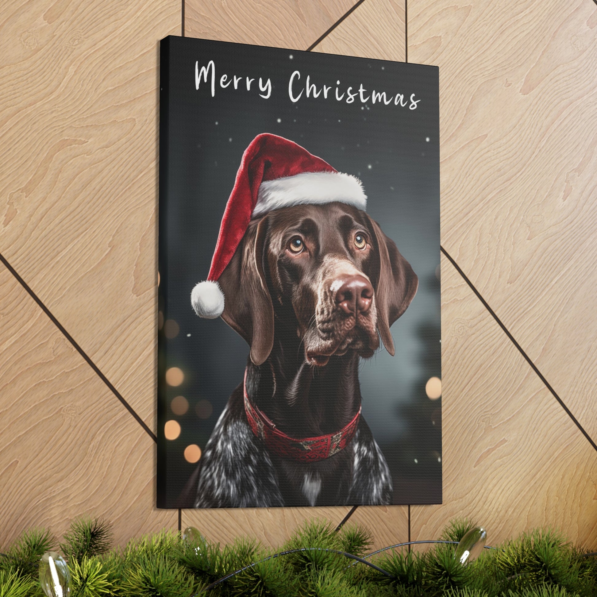 Christmas German Shorthaired Pointer with Santa hat decor ideas