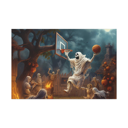 ghost dunking basketball canvas print