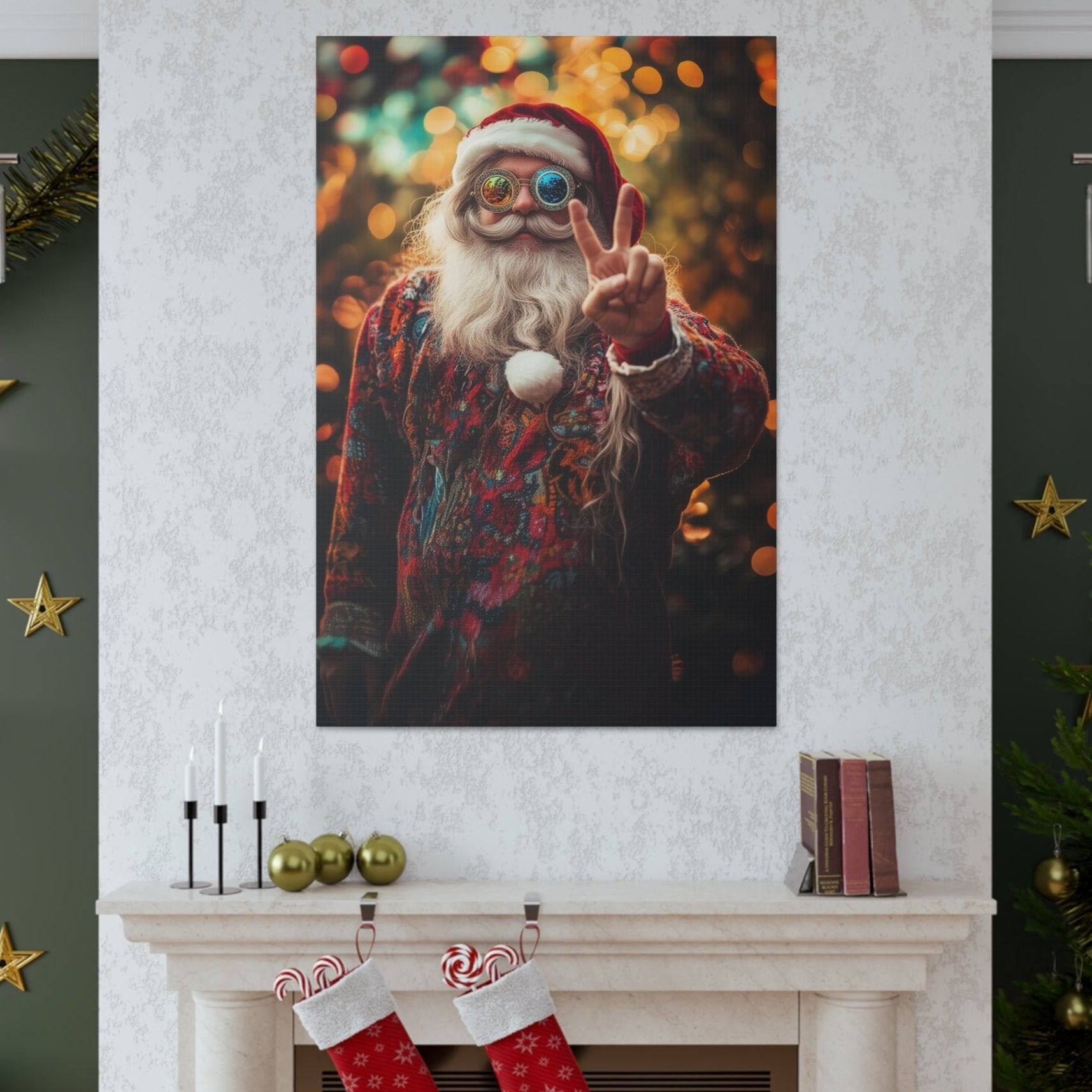 hippie Santa art prints