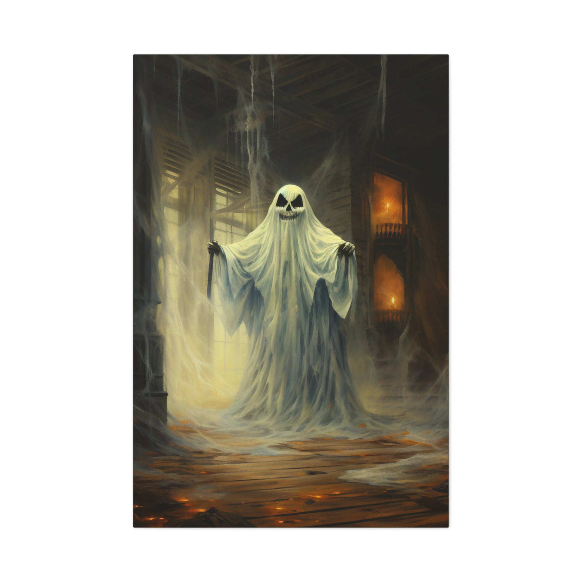 ghost holding knife canvas print