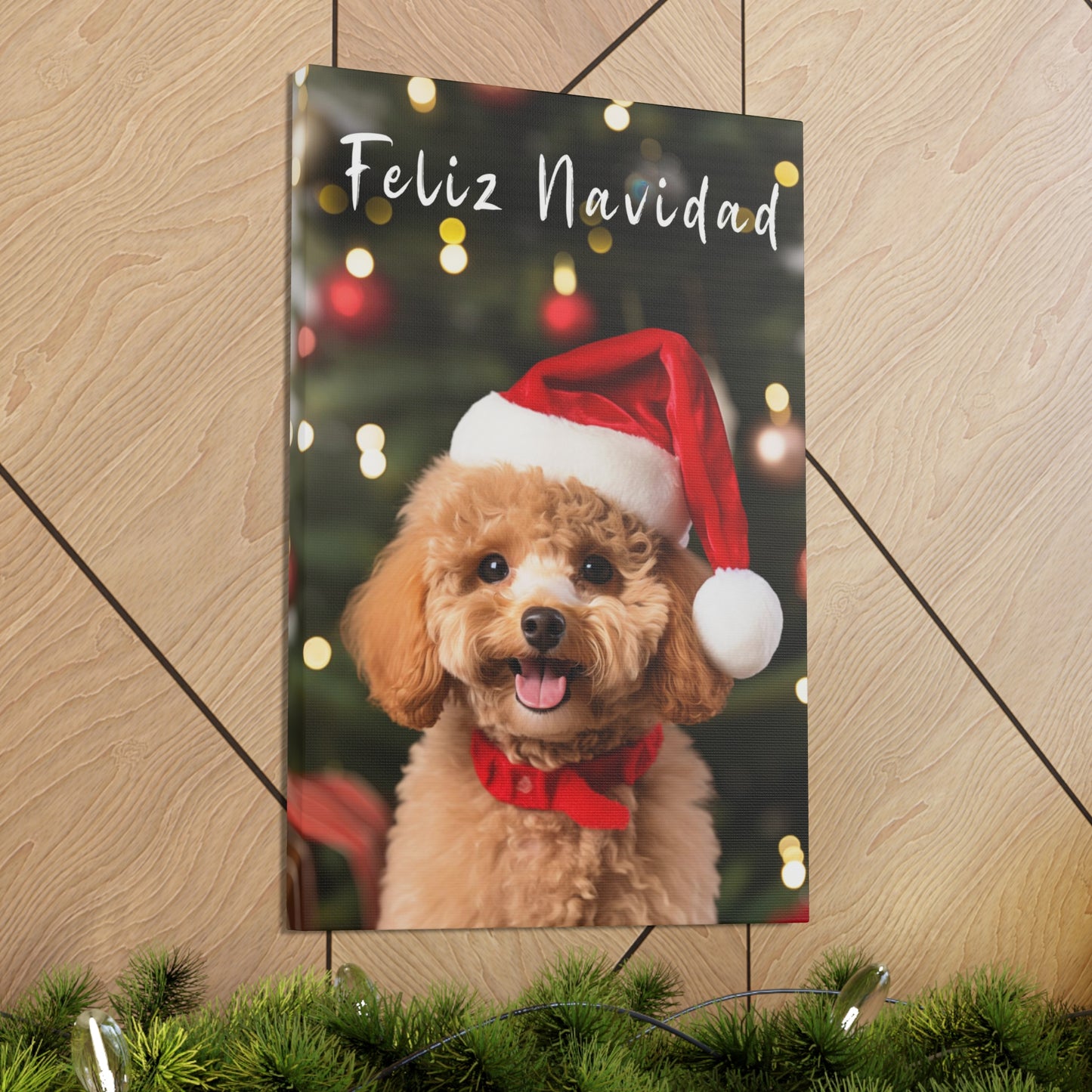 Christmas Poodles with Santa hat decor ideas