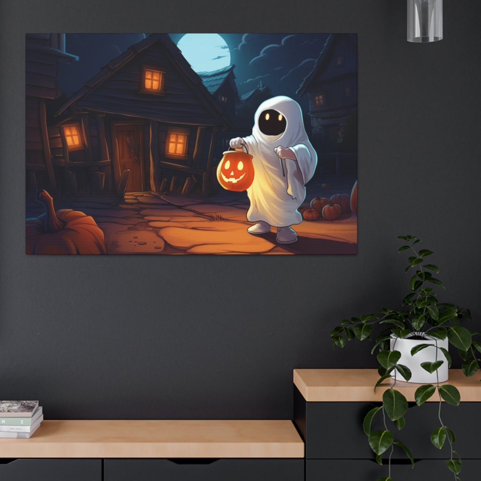 halloween trick-or-treater wall art