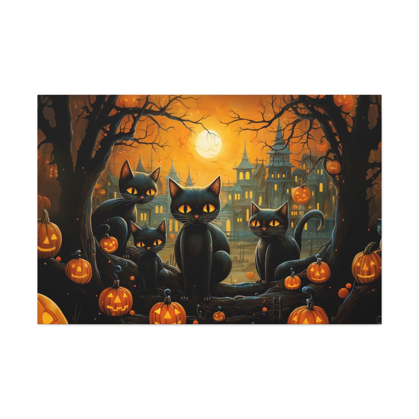 Halloween wall decor indoor black cats Jack-o-Lanterns