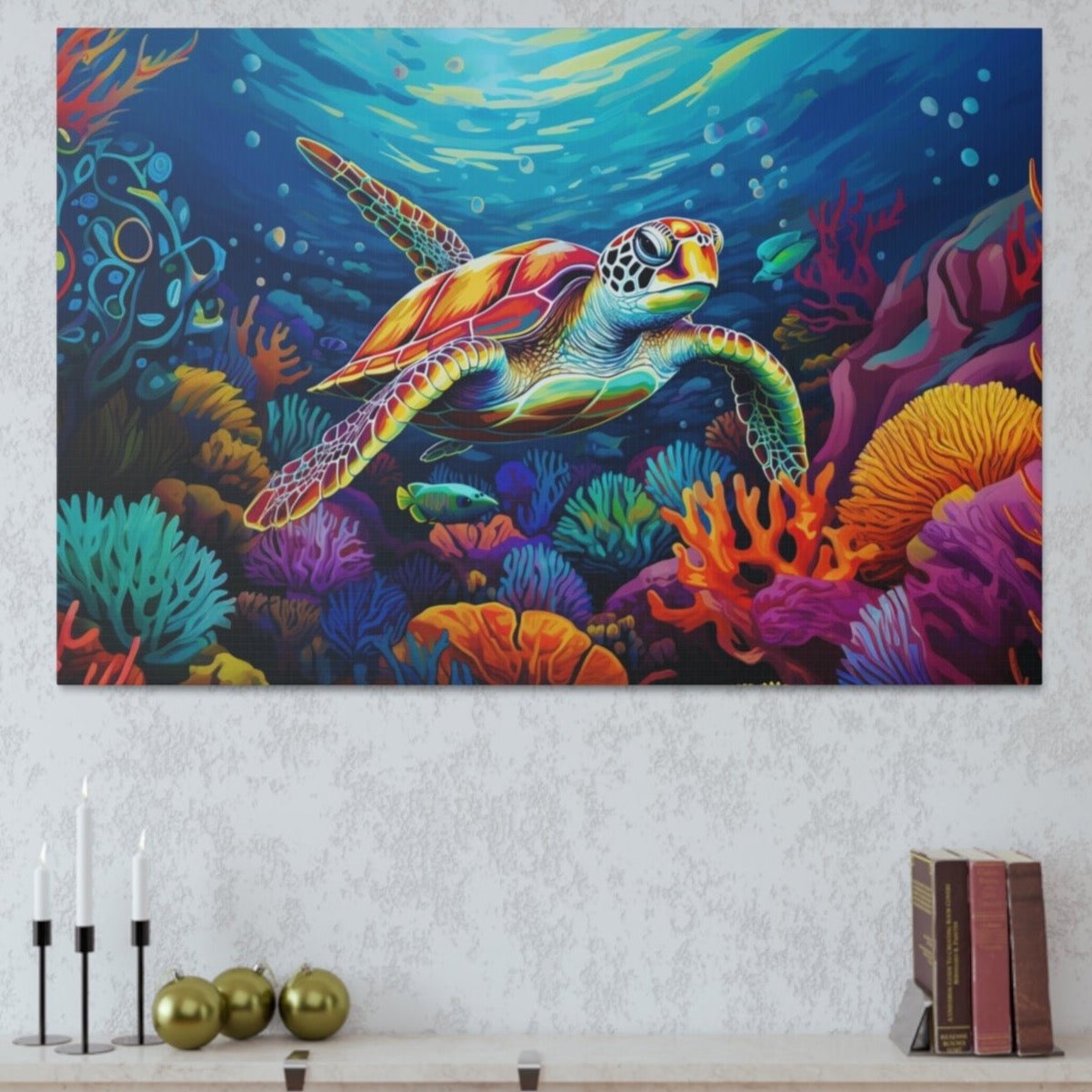 sea turtle stretched canvas print